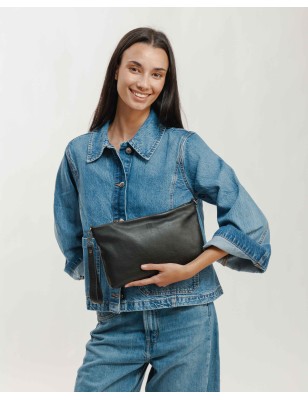 Leather cross bag Carolina Out Black | BIBA Shops