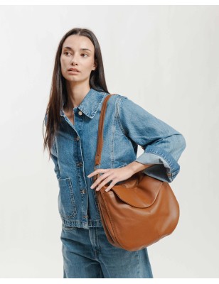 Leather shoulder bag Jersey X Tan | BIBA Shops