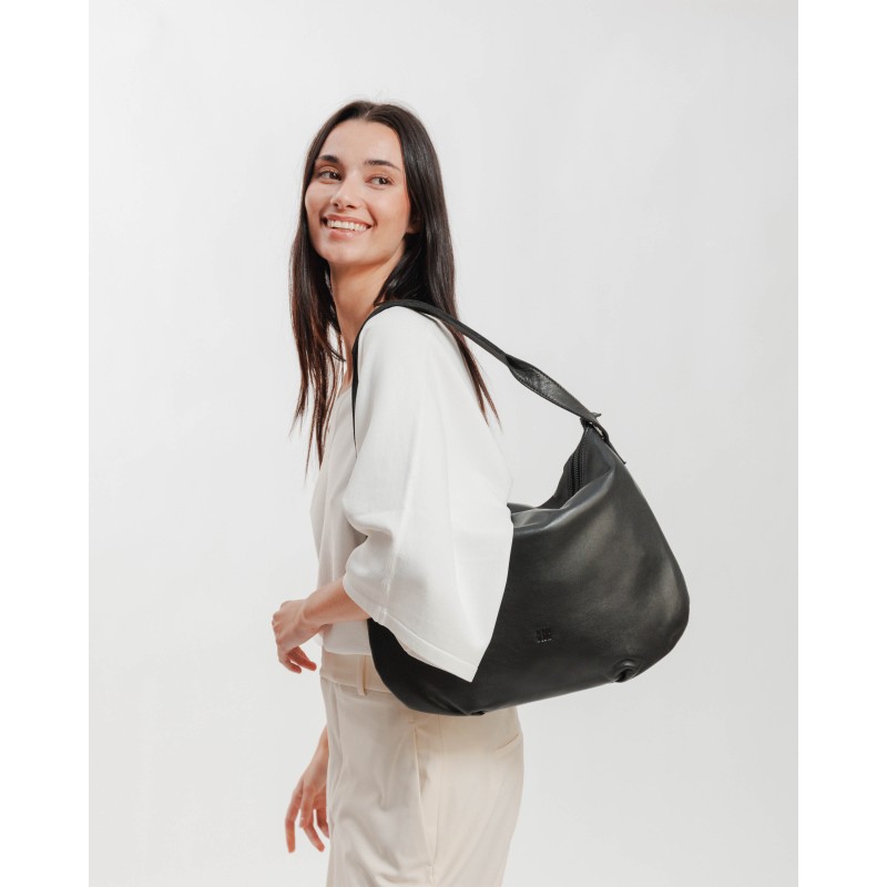 Leather cross bag Moon Out Black | BIBA Shops