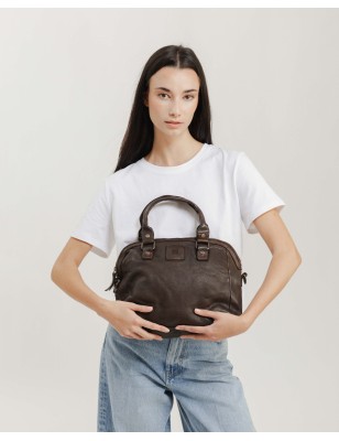 Bolso de mano de piel Boston Negro | BIBA Shops