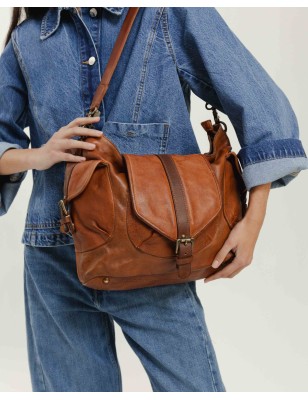 Bolso de hombro de piel Clint Negro | BIBA Shops