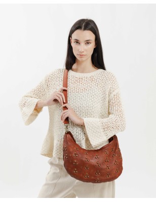 Leather shoulder bag Hill Tan | BIBA Shops