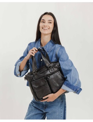 Bossa d'espatlla de pell Keno Marró Fosc | BIBA Shops