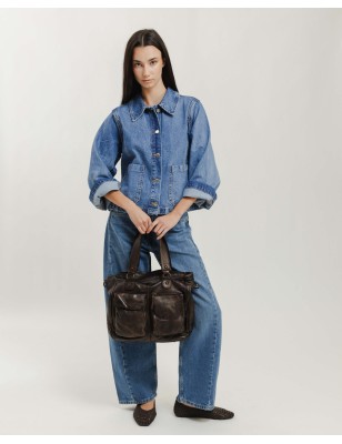 Leather shoulder bag Keno Dark Brown | BIBA Shops