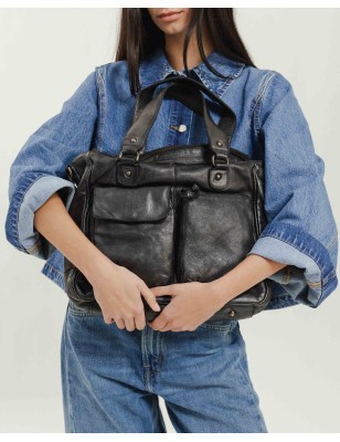 Leather shoulder bag Keno Dark Brown | BIBA Shops