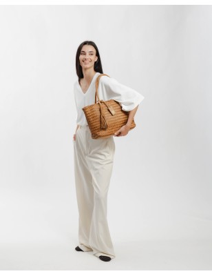 Bossa d'espatlla de pell Perkins Marró Fosc | BIBA Shops