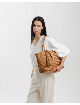 Leather shoulder bag Perkins Dark Brown | BIBA Shops