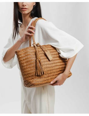 Bossa d'espatlla de pell Perkins Marró Fosc | BIBA Shops
