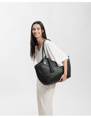 Leather shoulder bag Perkins Black | BIBA Shops