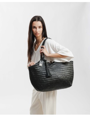 Bolso de hombro de piel Perkins Negro | BIBA Shops