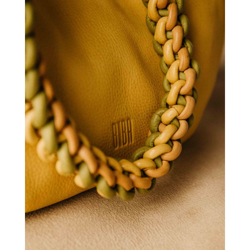 Leather shoulder bag Lunas Yellow | BIBA Shops