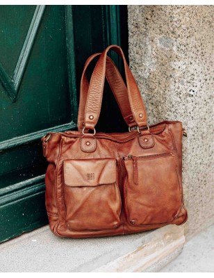 Bolso de hombro de piel Keno Marron Oscuro | BIBA Shops