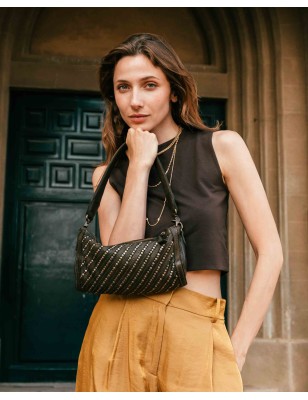 Leather shoulder bag Stella Black | BIBA Shops