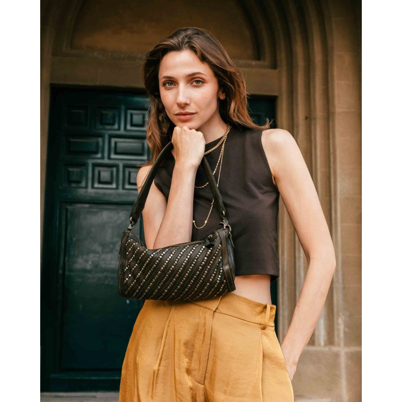Leather shoulder bag Stella Black | BIBA Shops