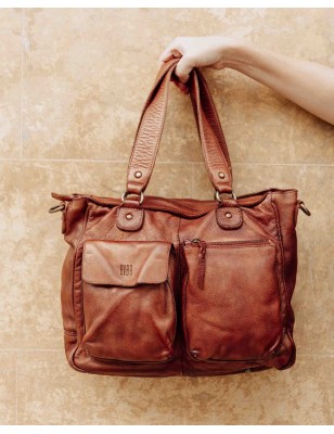 Bolso de hombro de piel Keno Marron Oscuro | BIBA Shops