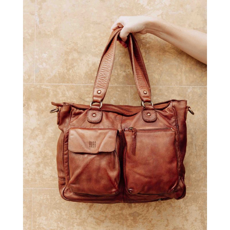 Bolso de hombro de piel Keno Marron Oscuro | BIBA Shops