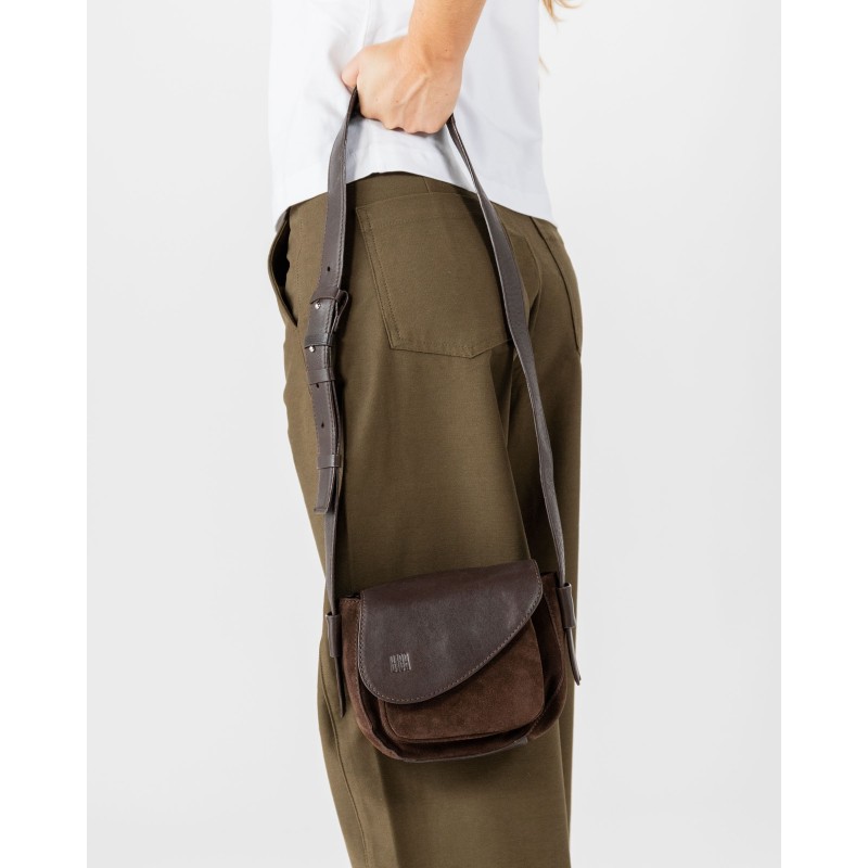 Bandolera de piel Blunt Marron Oscuro | BIBA Shops