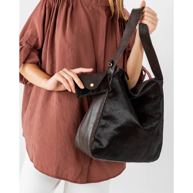 Leather shoulder bag BIBA Genola
