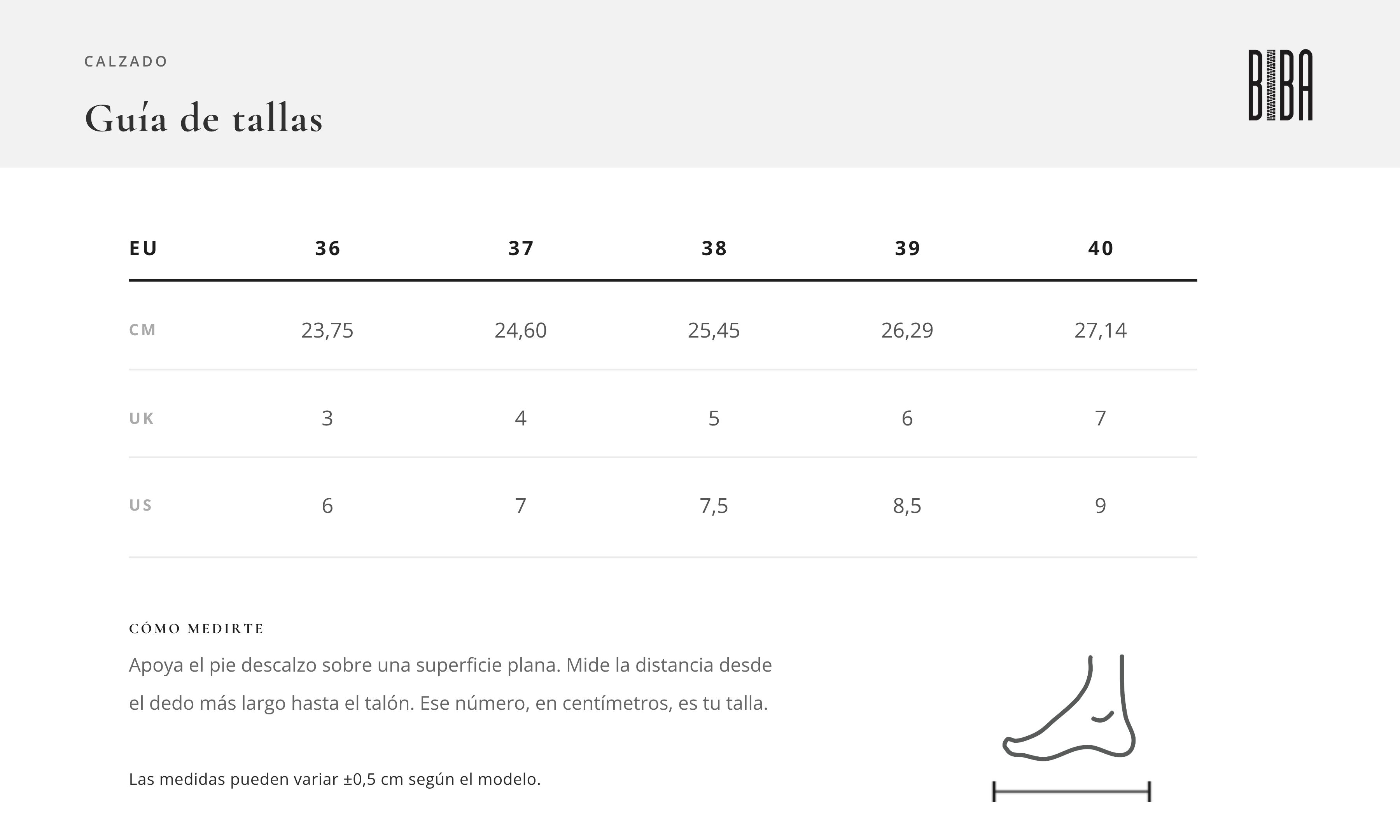 Guía de tallas